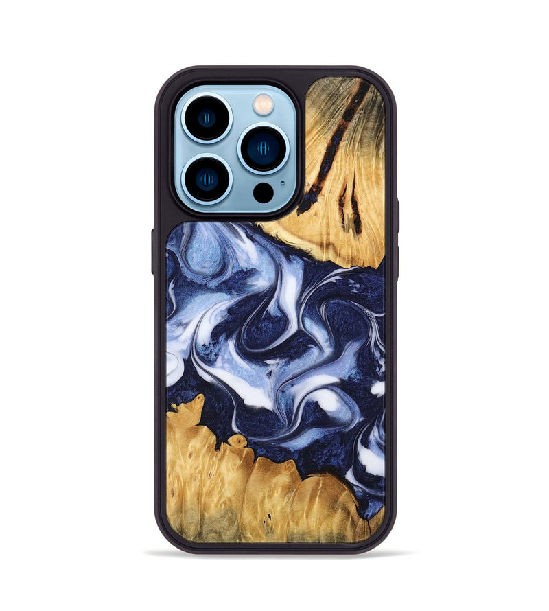 iPhone 14 Pro Wood Phone Case - Malinde (Blue, 742661)