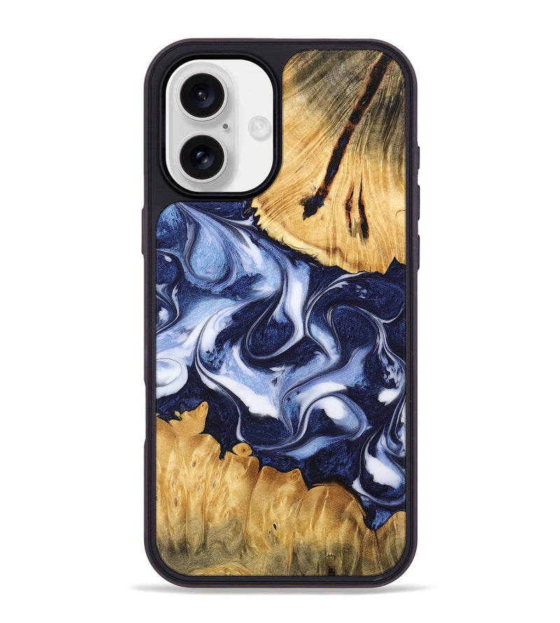 iPhone 16 Plus Wood Phone Case - Malinde (Blue, 742661)