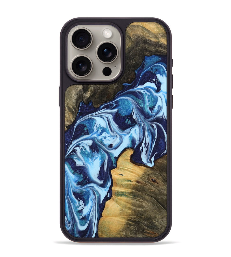 iPhone 15 Pro Max Wood Phone Case - Yoel (Blue, 742664)