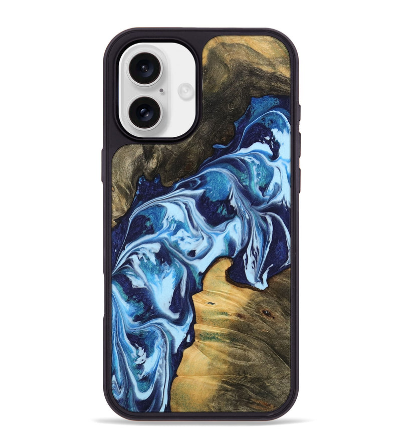 iPhone 16 Plus Wood Phone Case - Yoel (Blue, 742664)