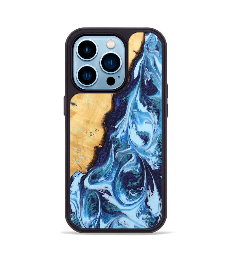 iPhone 14 Pro Wood Phone Case - Alaine (Blue, 742667)