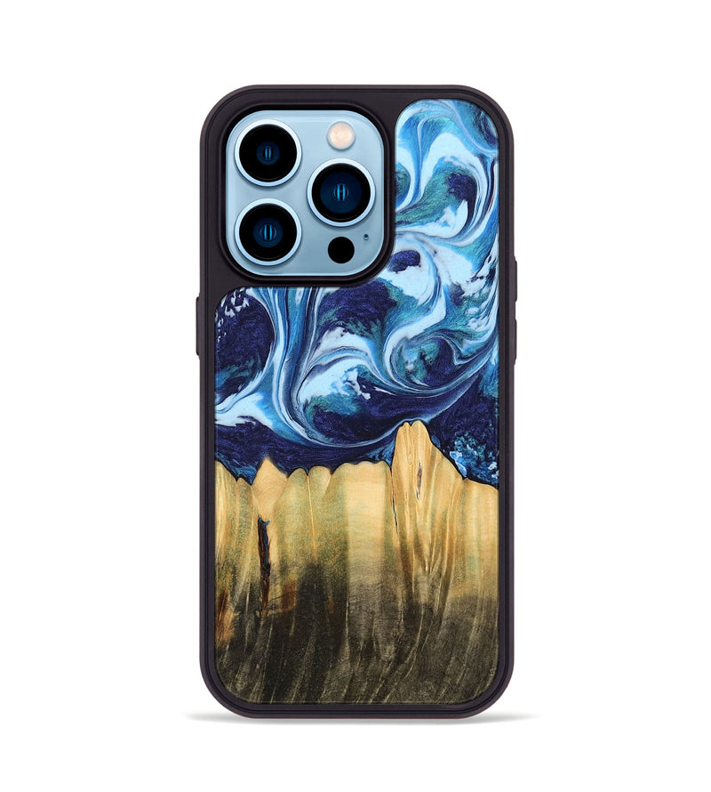 iPhone 14 Pro Wood Phone Case - Laci (Blue, 742671)