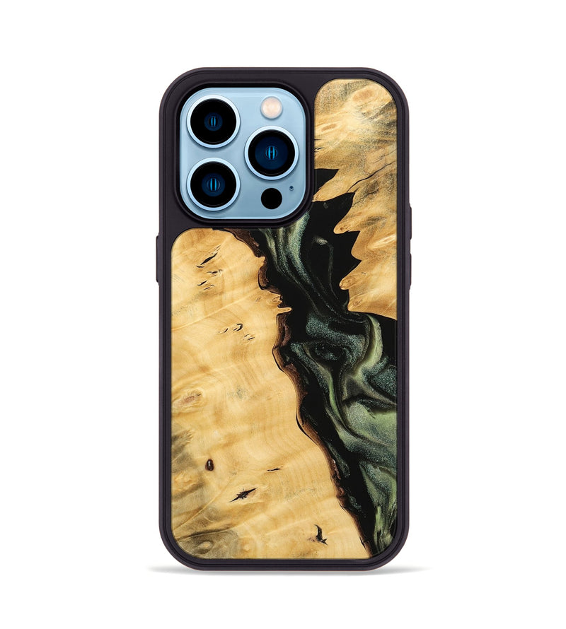 iPhone 14 Pro Wood Phone Case - Daisey (Green, 742678)