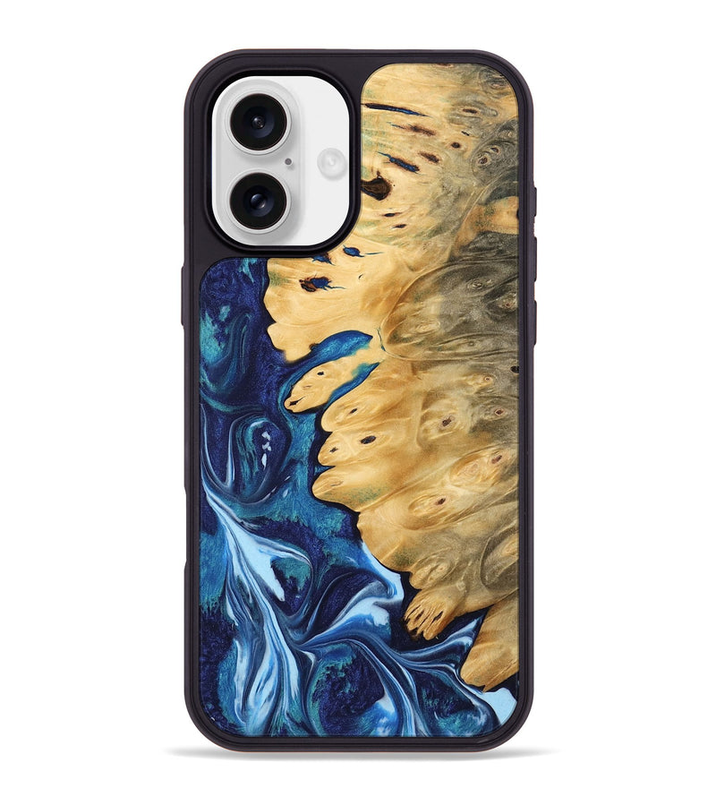 iPhone 16 Plus Wood Phone Case - Ebbie (Blue, 742689)