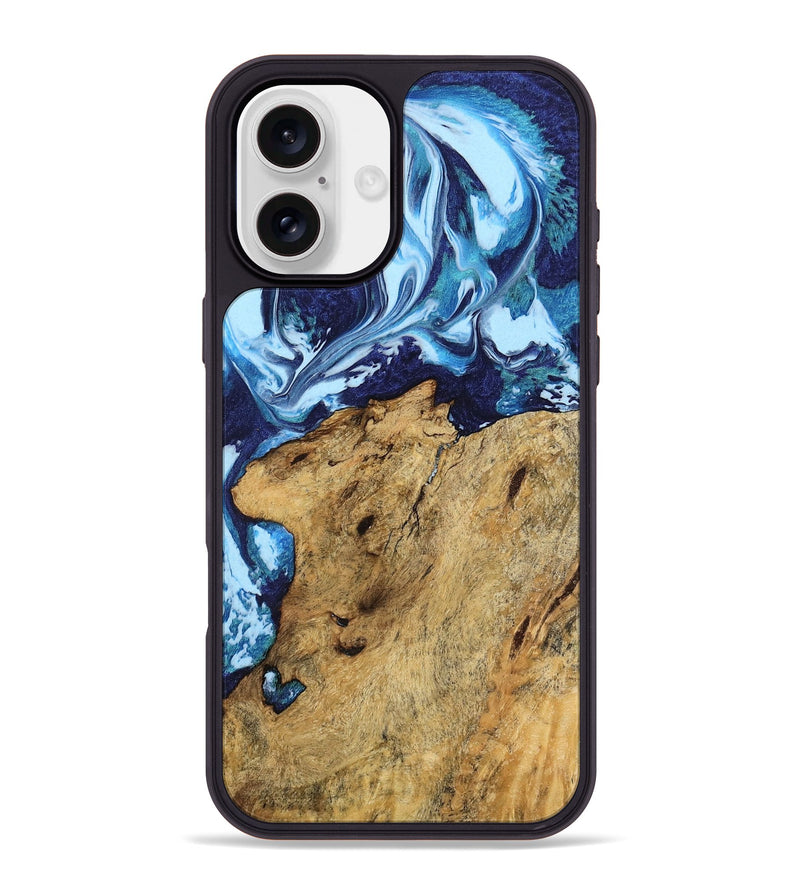 iPhone 16 Plus Wood Phone Case - Roberta (Blue, 742690)