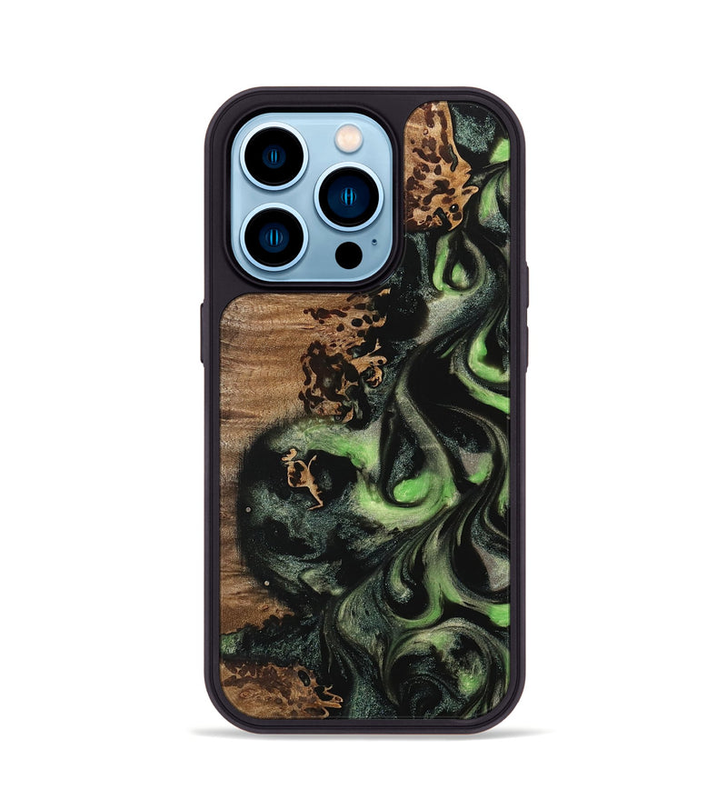 iPhone 14 Pro Wood Phone Case - Carie (Green, 742777)