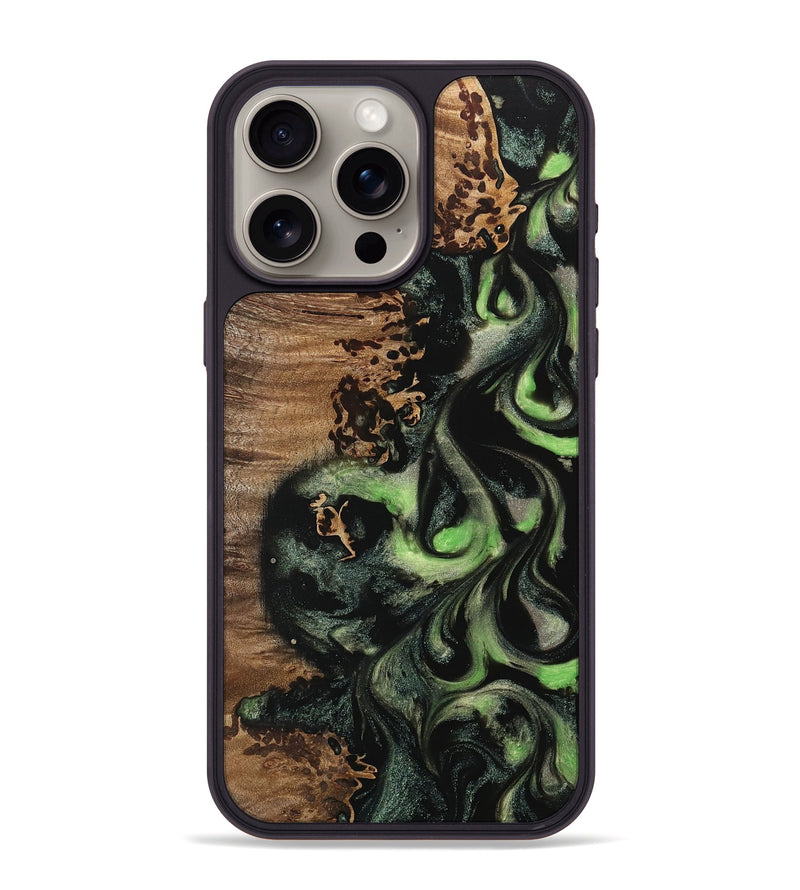 iPhone 15 Pro Max Wood Phone Case - Carie (Green, 742777)