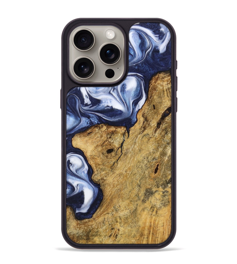 iPhone 15 Pro Max Wood Phone Case - Harl (Blue, 742817)