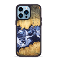 iPhone 14 Pro Max Wood Phone Case - Allissa (Blue, 742819)