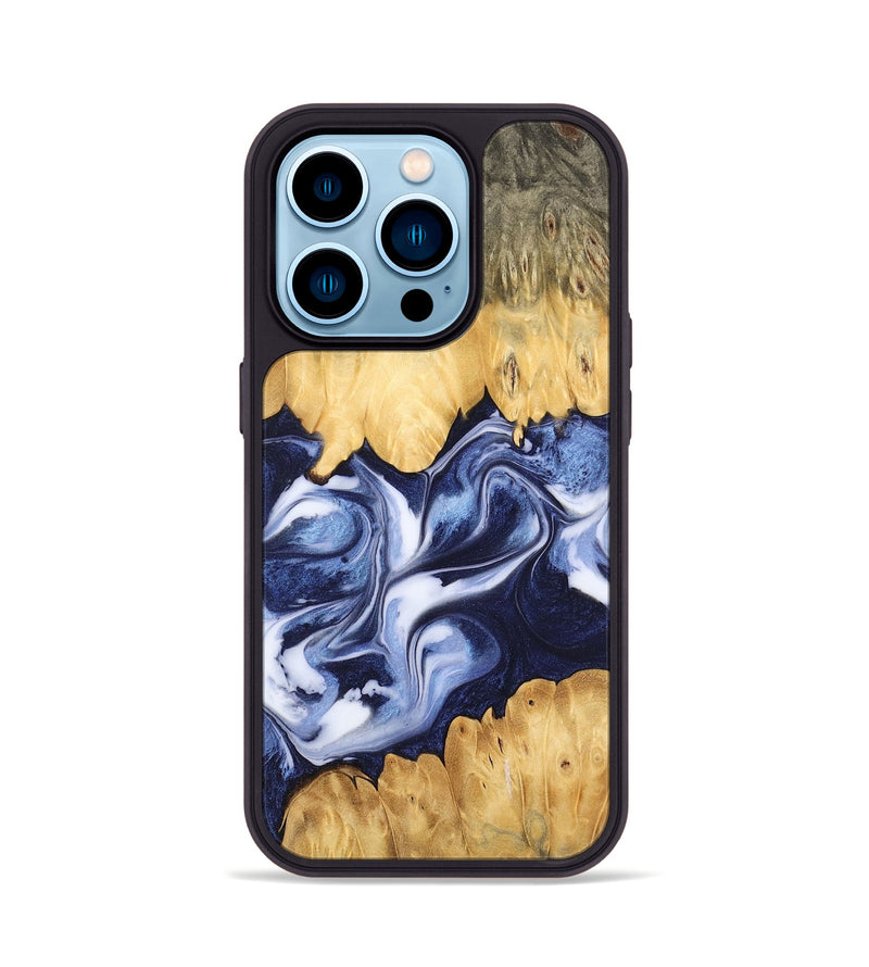 iPhone 14 Pro Wood Phone Case - Allissa (Blue, 742819)