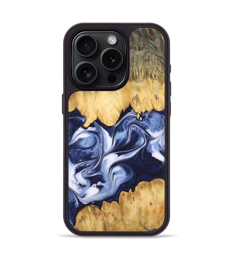 iPhone 15 Pro Wood Phone Case - Allissa (Blue, 742819)