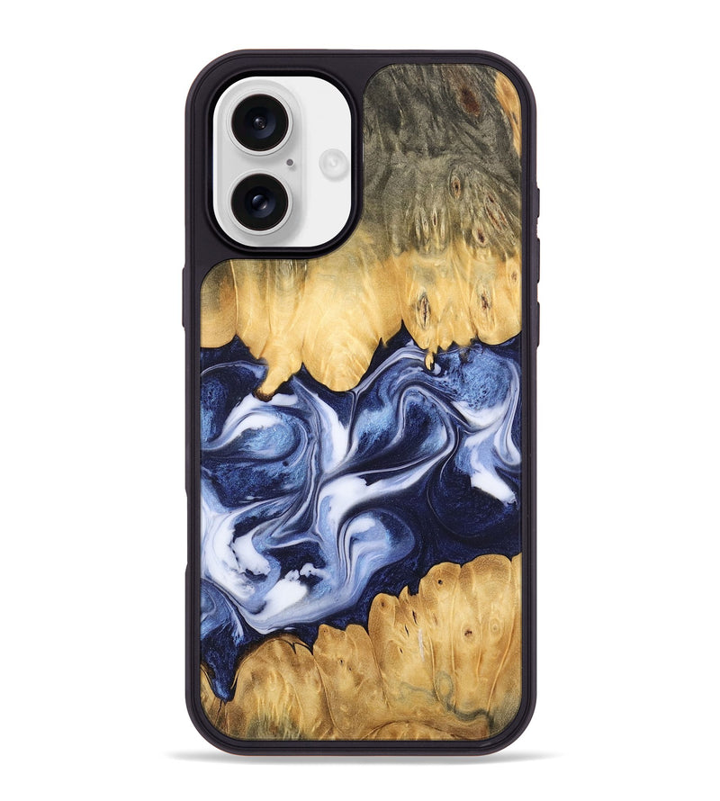 iPhone 16 Plus Wood Phone Case - Allissa (Blue, 742819)