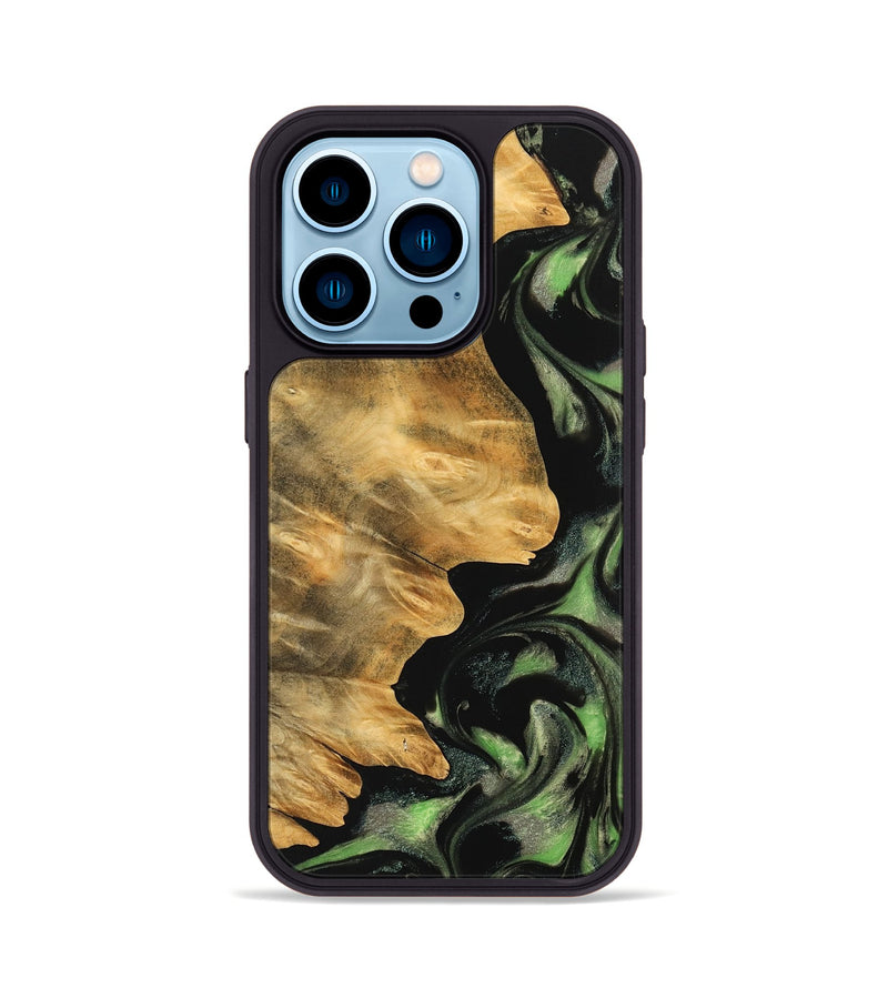 iPhone 14 Pro Wood Phone Case - Vernell (Green, 742820)