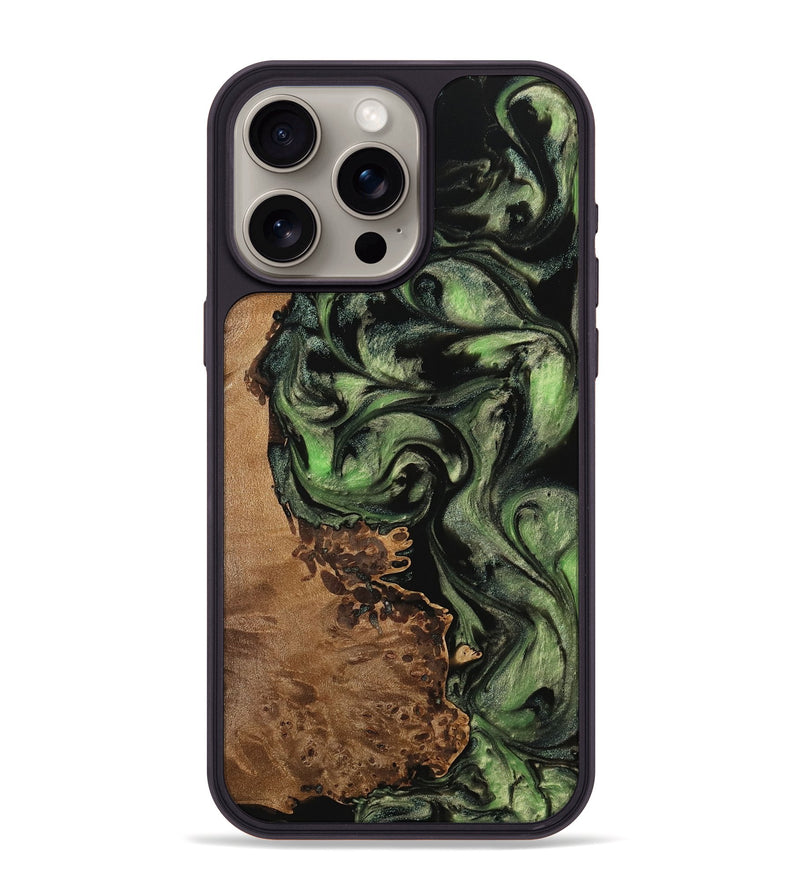 iPhone 15 Pro Max Wood Phone Case - Pradi (Green, 742822)