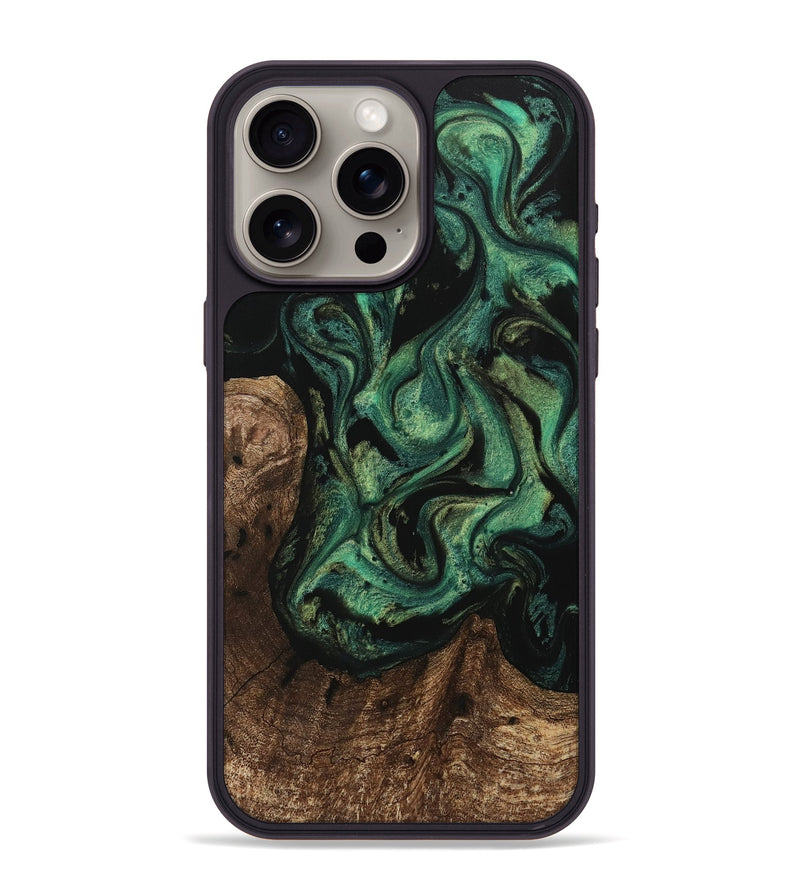 iPhone 15 Pro Max Wood Phone Case - Ofilia (Green, 742824)