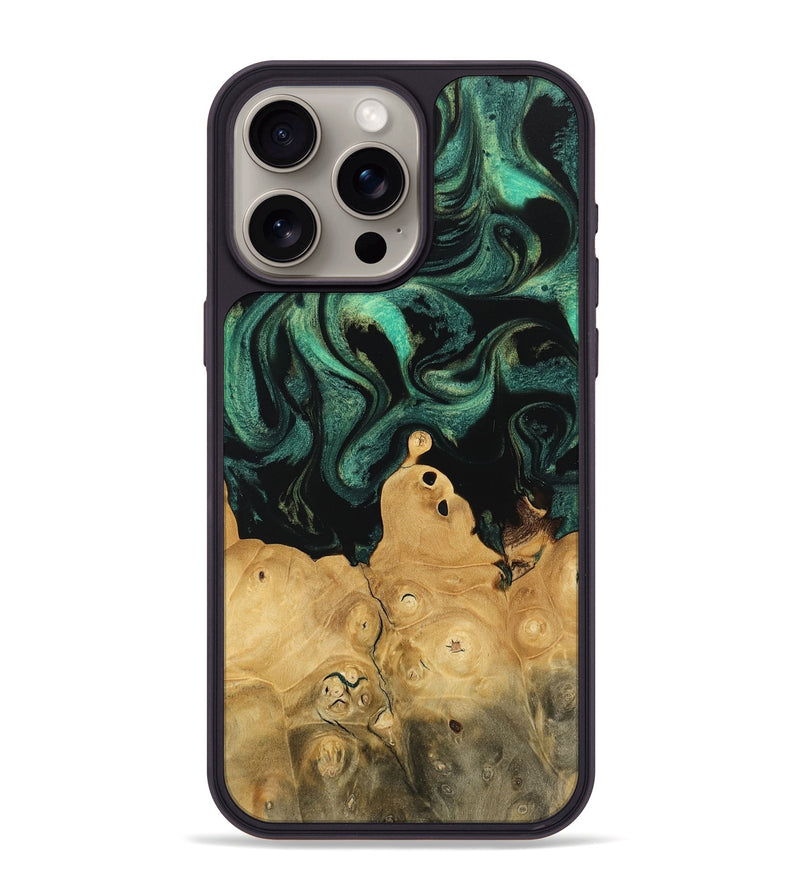 iPhone 15 Pro Max Wood Phone Case - Malaki (Green, 742837)