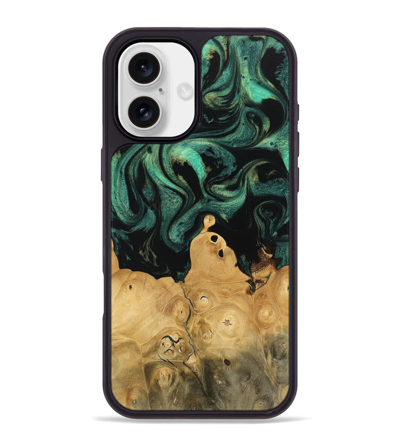 iPhone 16 Plus Wood Phone Case - Malaki (Green, 742837)