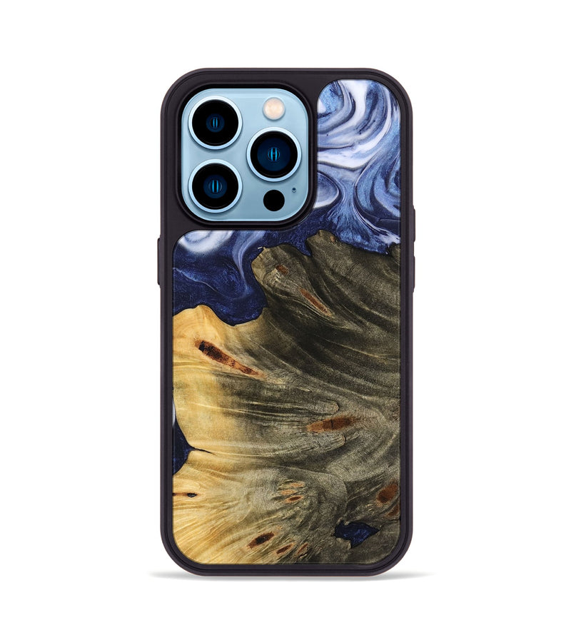 iPhone 14 Pro Wood Phone Case - Merrili (Blue, 742841)