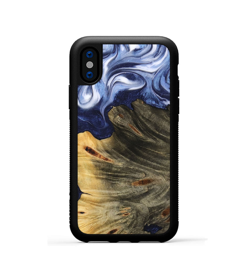 iPhone Xs Wood Phone Case - Merrili (Blue, 742841)