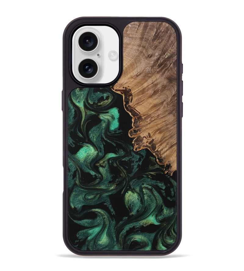 iPhone 16 Plus Wood Phone Case - Qiana (Green, 742854)