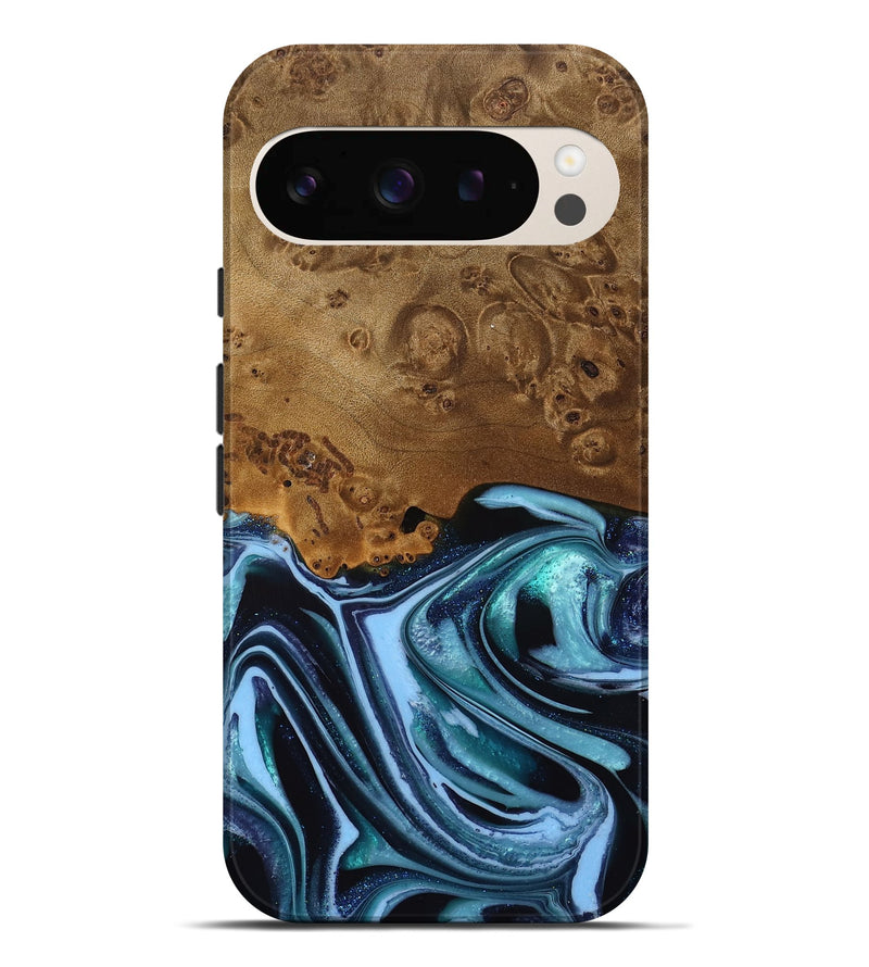 Pixel 9 Pro XL Wood Live Edge Phone Case - Leil (Green, 742949)