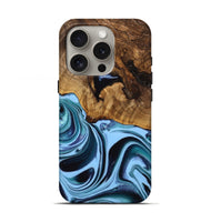 iPhone 16 Pro Wood Live Edge Phone Case - Aden (Blue, 742950)