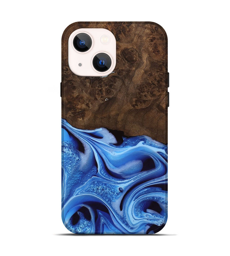 iPhone 14 Wood Live Edge Phone Case - Alysa (Blue, 742955)