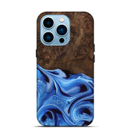 iPhone 14 Pro Wood Live Edge Phone Case - Alysa (Blue, 742955)