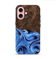 iPhone 16 Wood Live Edge Phone Case - Alysa (Blue, 742955)