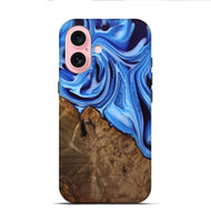 iPhone 16 Wood Live Edge Phone Case - Parveen (Blue, 742956)