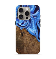 iPhone 16 Pro Wood Live Edge Phone Case - Parveen (Blue, 742956)