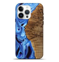 iPhone 15 Pro Max Wood Live Edge Phone Case - Elysha (Blue, 742958)