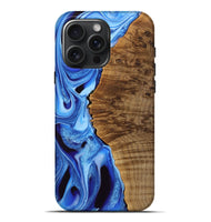 iPhone 16 Pro Max Wood Live Edge Phone Case - Elysha (Blue, 742958)