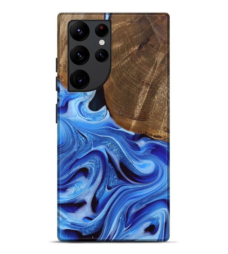 Galaxy S22 Ultra Wood Live Edge Phone Case - Curley (Blue, 742959)