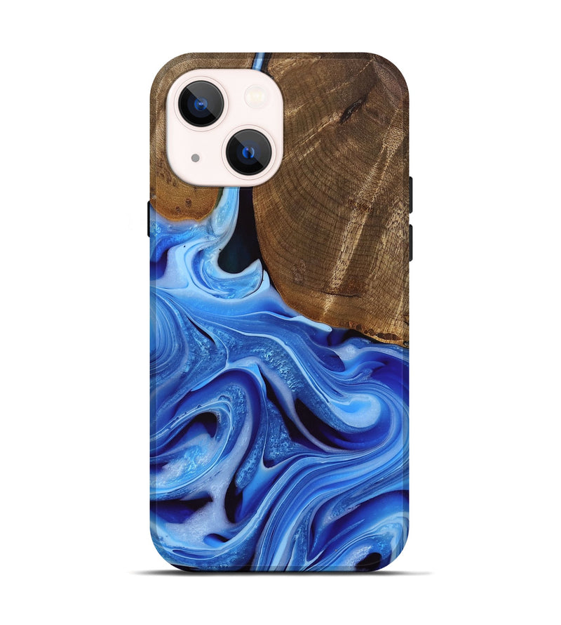 iPhone 14 Wood Live Edge Phone Case - Curley (Blue, 742959)