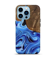 iPhone 14 Pro Wood Live Edge Phone Case - Curley (Blue, 742959)