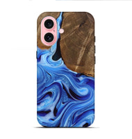 iPhone 16 Wood Live Edge Phone Case - Curley (Blue, 742959)