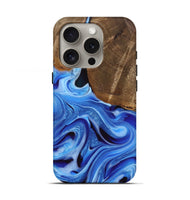 iPhone 16 Pro Wood Live Edge Phone Case - Curley (Blue, 742959)