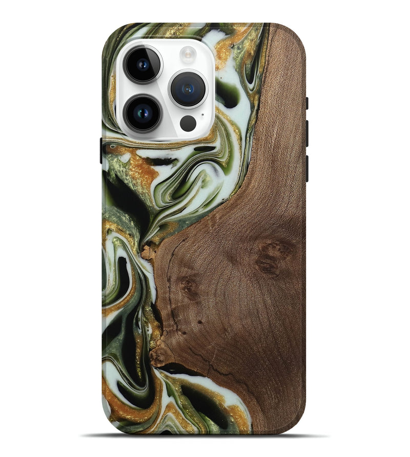 iPhone 15 Pro Max Wood Live Edge Phone Case - Domingo (Black & White, 742960)