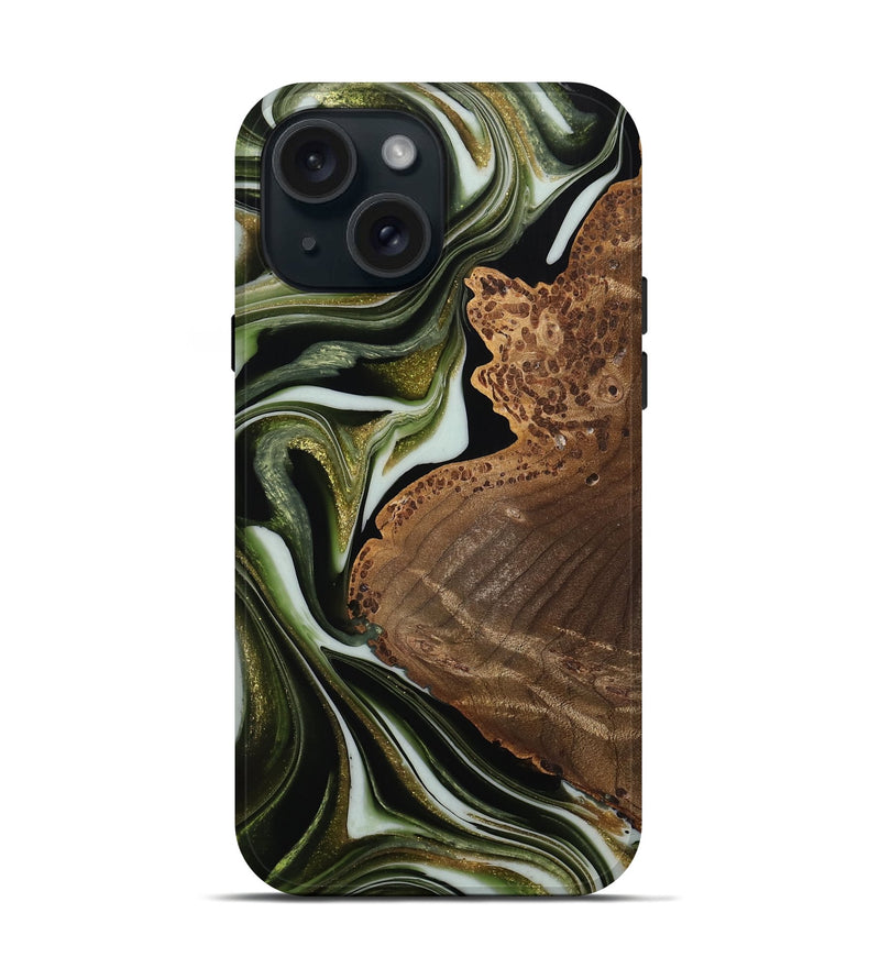 iPhone 15 Wood Live Edge Phone Case - Yueping (Black & White, 742961)