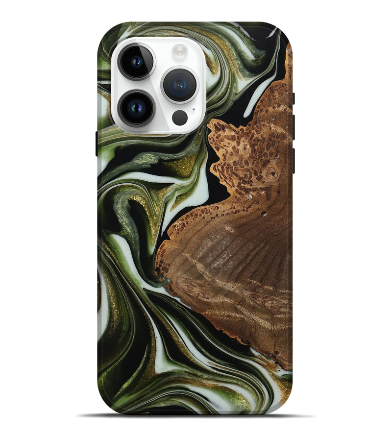 iPhone 15 Pro Max Wood Live Edge Phone Case - Yueping (Black & White, 742961)