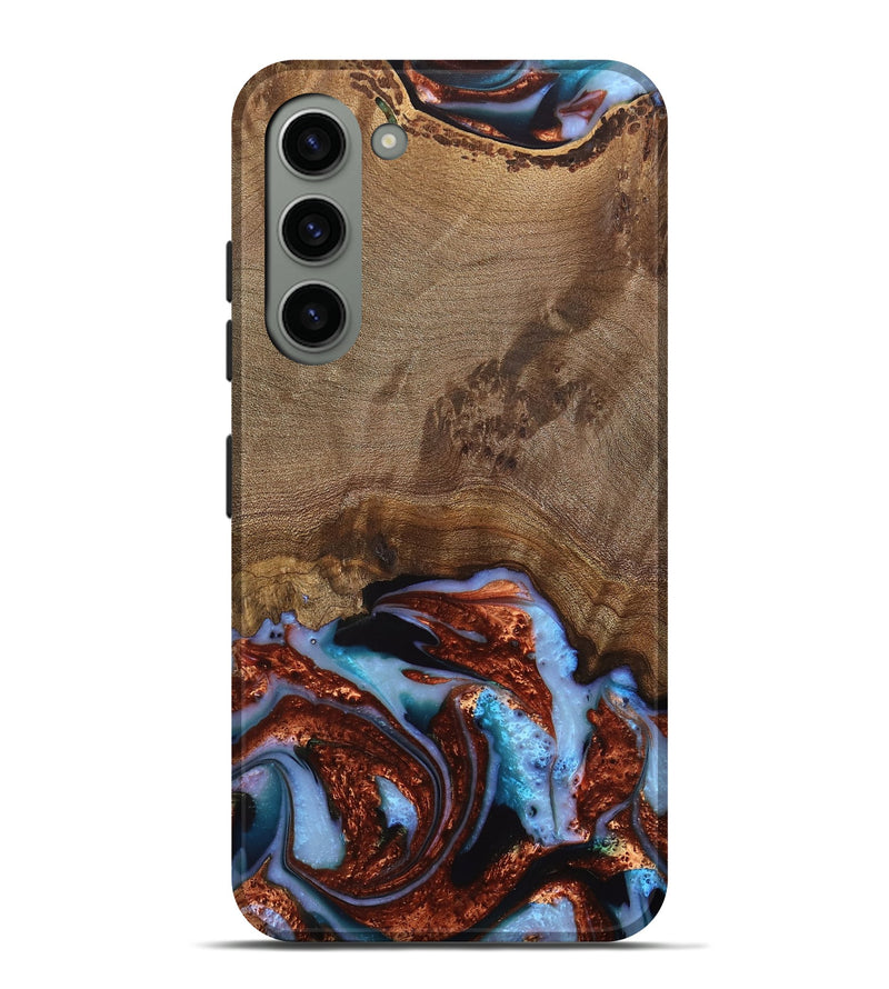 Galaxy S23 Plus Wood Live Edge Phone Case - Andrei (Teal & Gold, 742962)