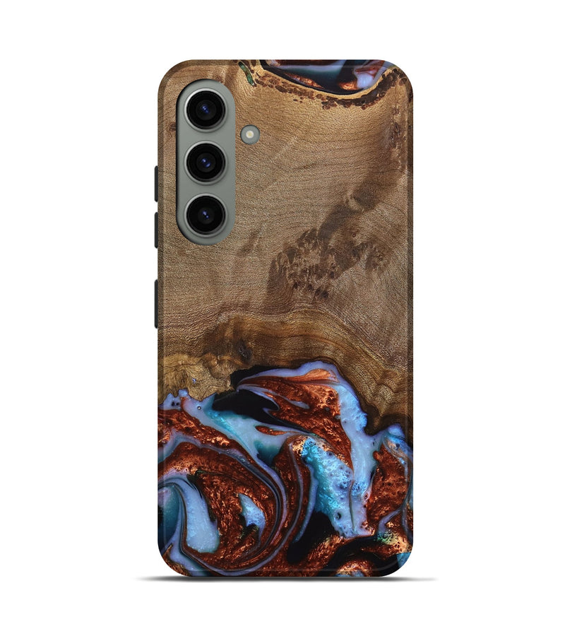 Galaxy S24 Wood Live Edge Phone Case - Andrei (Teal & Gold, 742962)