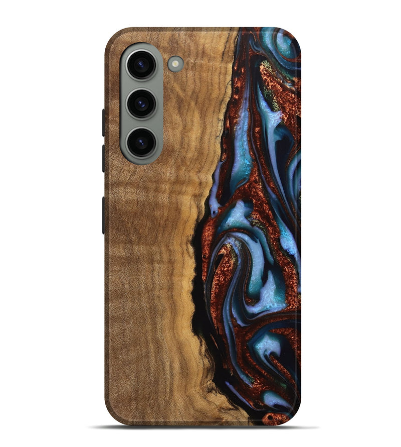 Galaxy S23 Plus Wood Live Edge Phone Case - Kemp (Teal & Gold, 742963)