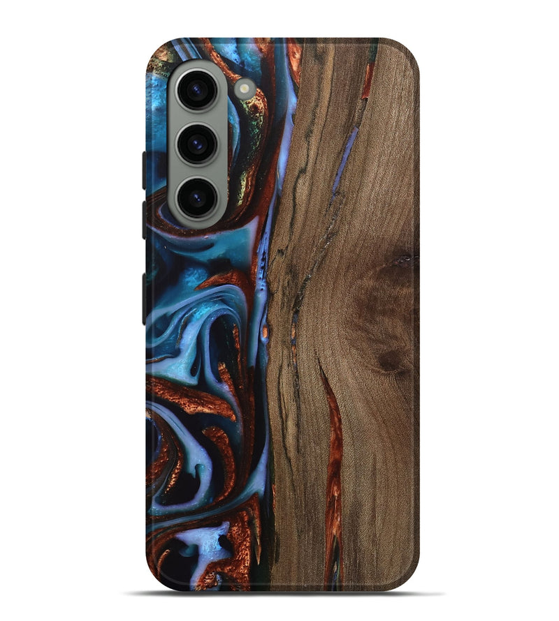 Galaxy S23 Plus Wood Live Edge Phone Case - Ayanna (Teal & Gold, 742965)