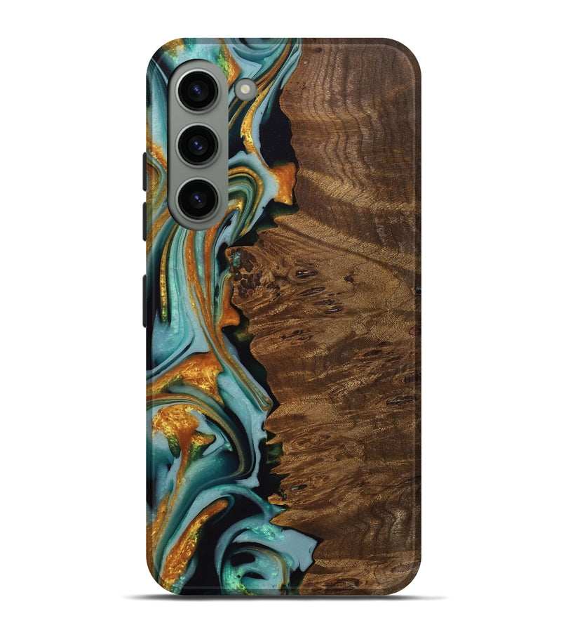 Galaxy S23 Plus Wood Live Edge Phone Case - West (Teal & Gold, 742966)