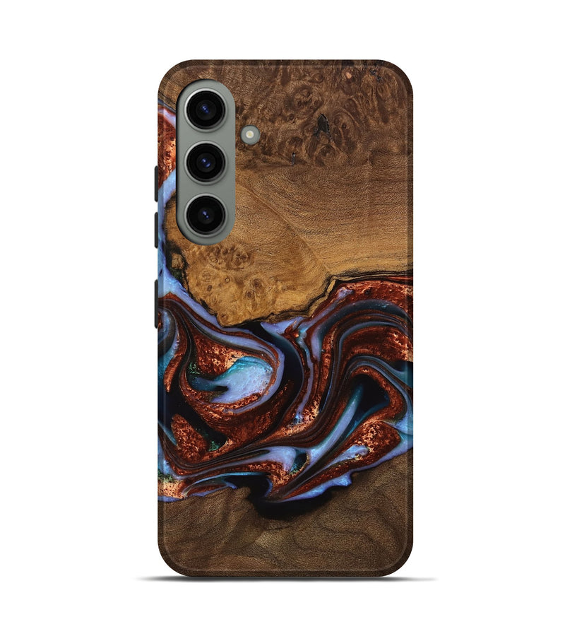 Galaxy S24 Wood Live Edge Phone Case - Ankie (Teal & Gold, 742969)