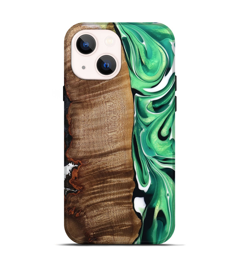 iPhone 14 Wood Live Edge Phone Case - Larissa (Green, 742971)