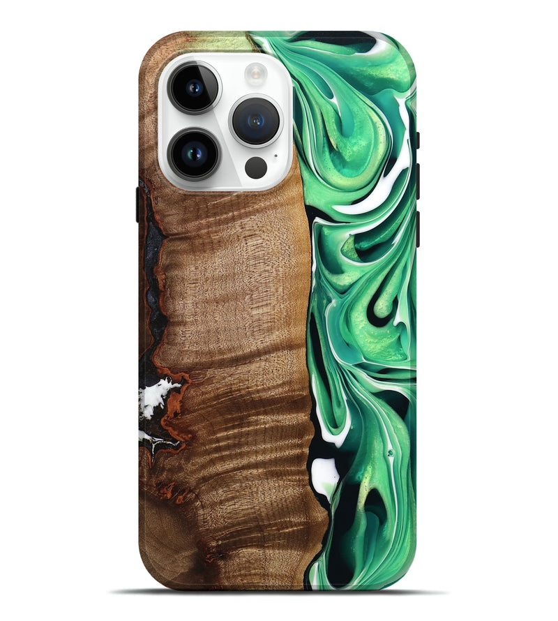 iPhone 15 Pro Max Wood Live Edge Phone Case - Larissa (Green, 742971)