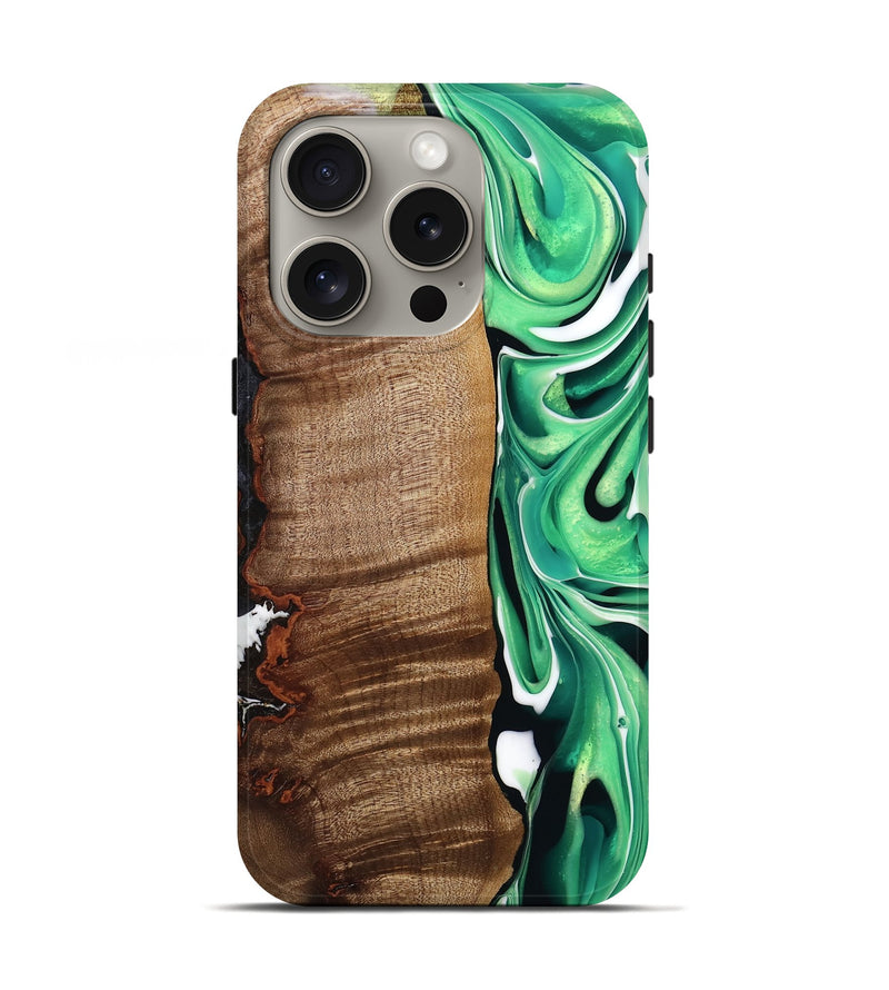 iPhone 16 Pro Wood Live Edge Phone Case - Larissa (Green, 742971)